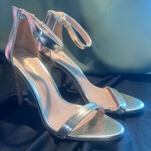Lulu's Metallic Gold Ankle Strap Heels